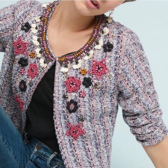 Anthropologie Jackets & Blazers - Summer of Love Anthropologie Beaded Tweed Jacket size M